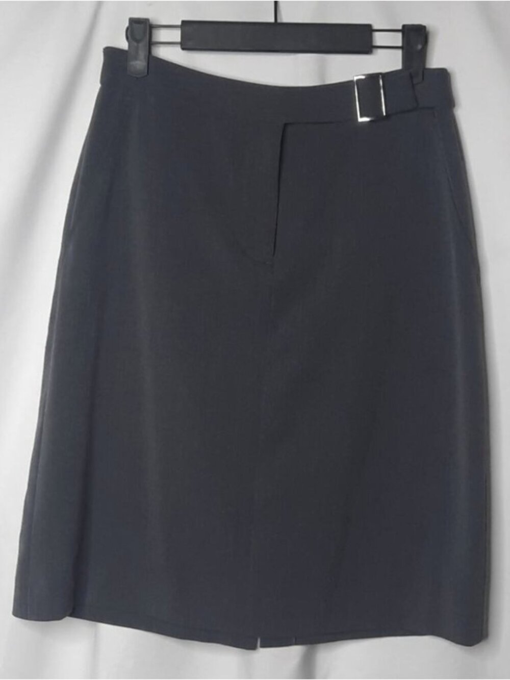 Womens Pencil Skirt Gray Buckle Pockets Size 6